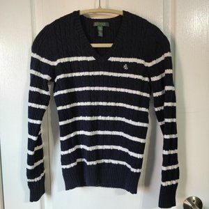 Ralph Lauren Cable-Knit V-Neck Sweater